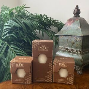 ROOT Beeswax Enhanced Timberline Pillar Ivory Candles set of Three (33617)